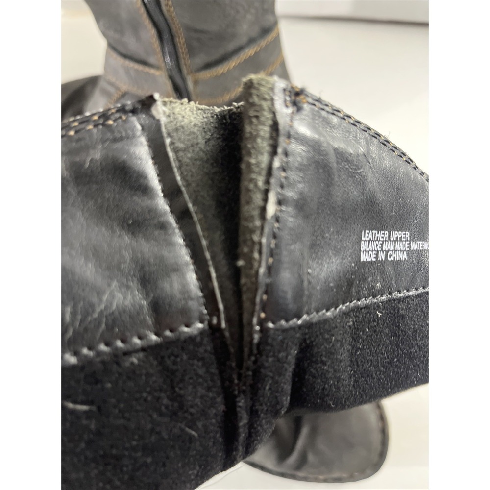B O C by Born Black Pebbled Leather Moto Buckle Knee High Tall Zipper Boots 7 - Picture 7 of 9